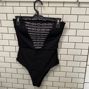 black aerie one piece with cheeky bottom